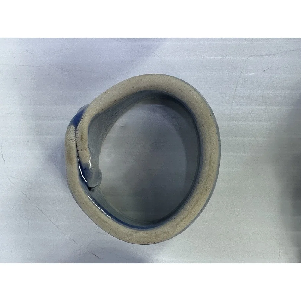 Handmade Pottery Napkin Rings Set of 4 Natural with Blue Accent
